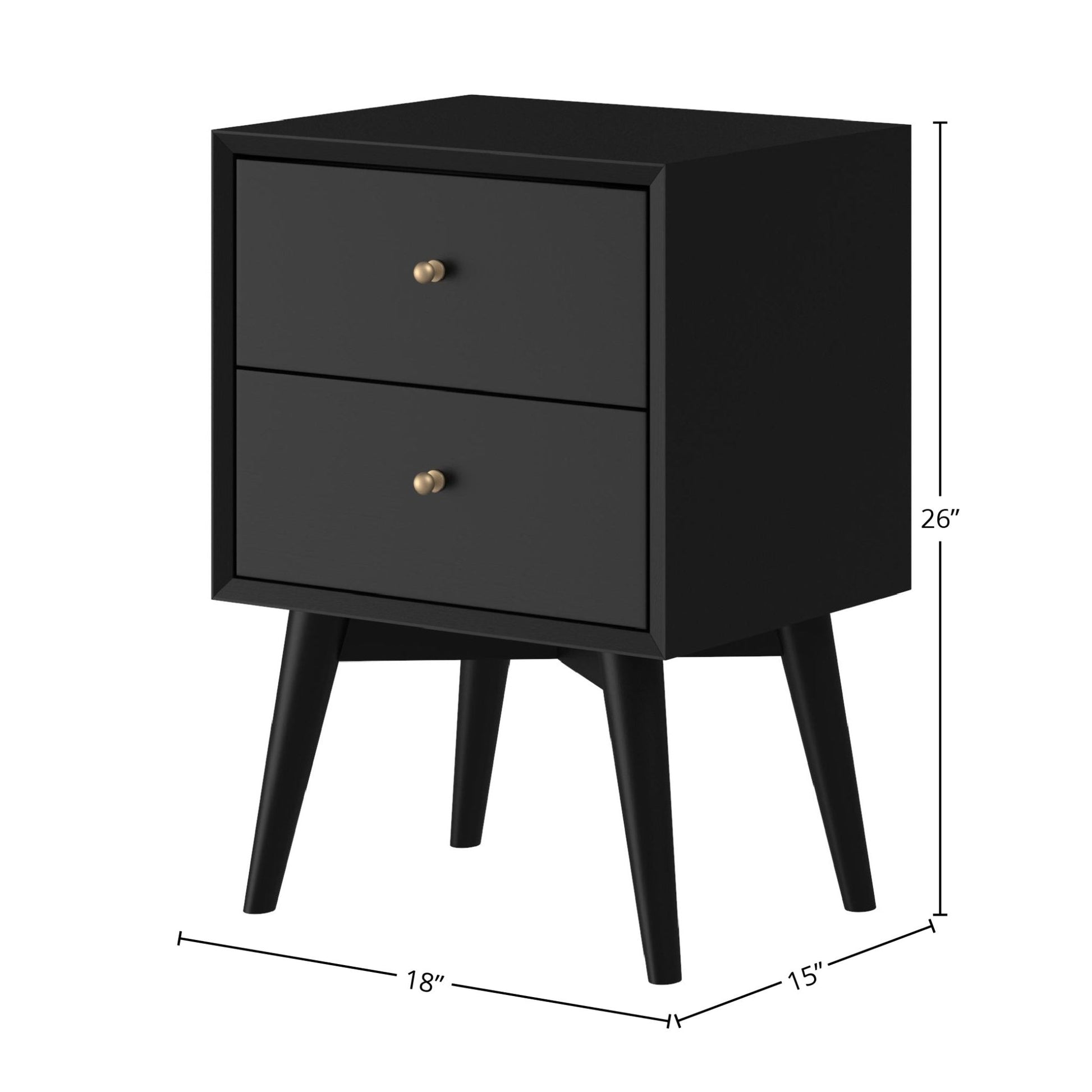 Flynn Nightstand, Black - Alpine Furniture