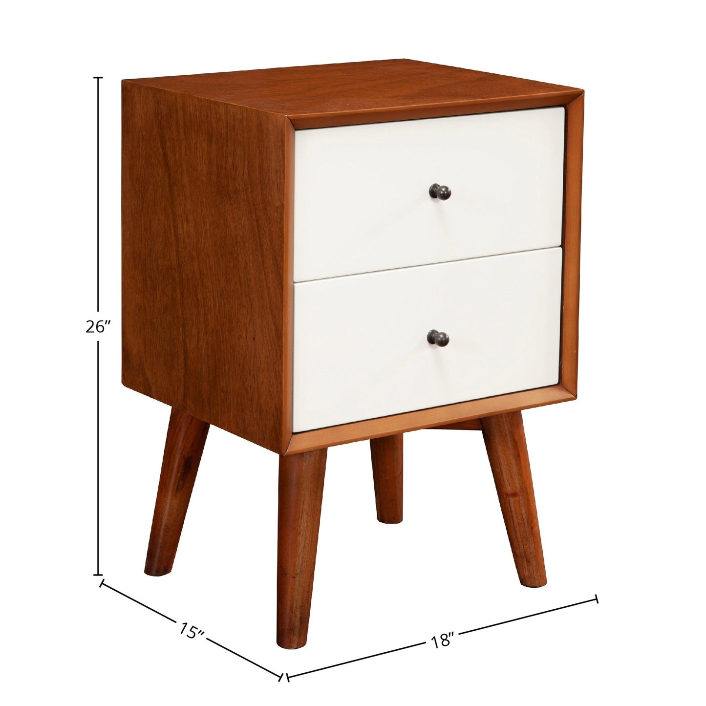 Flynn Nightstand, Cherry Acorn/White - Alpine Furniture