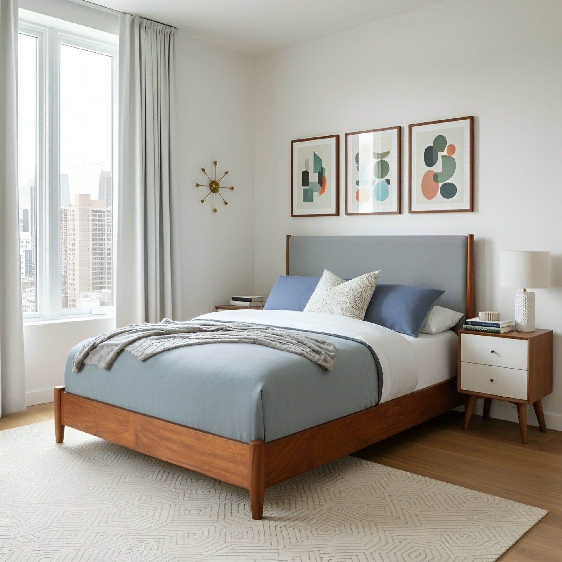 Flynn Nightstand, Chestnut/White - Alpine Furniture