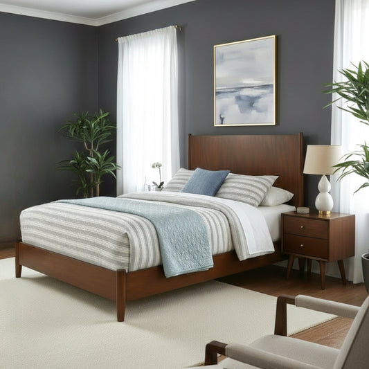 Flynn Panel Bed, Walnut - Alpine Furniture