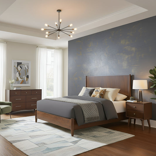 Flynn Platform Bed, Walnut - Alpine Furniture