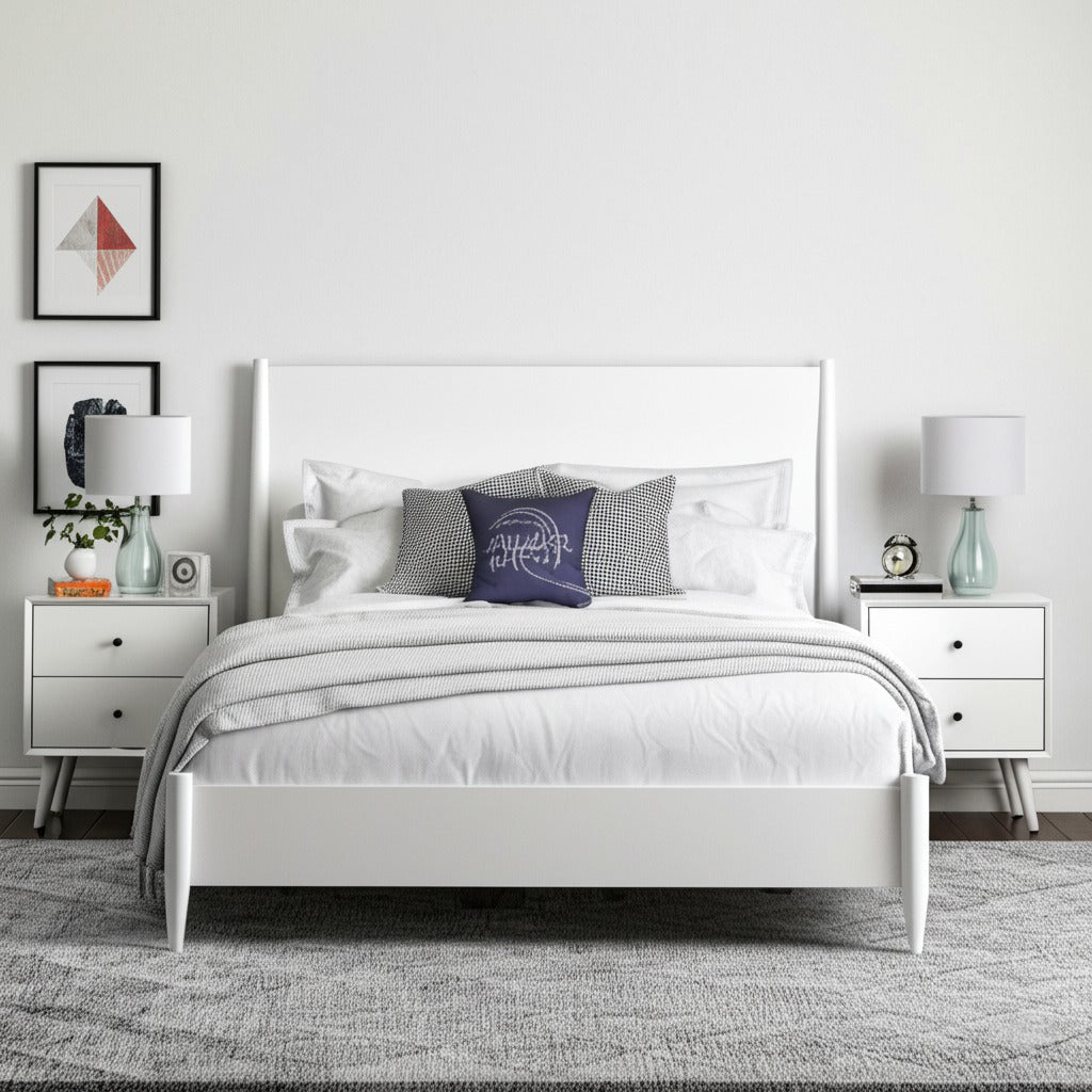 Flynn Platform Bed, White - Alpine Furniture