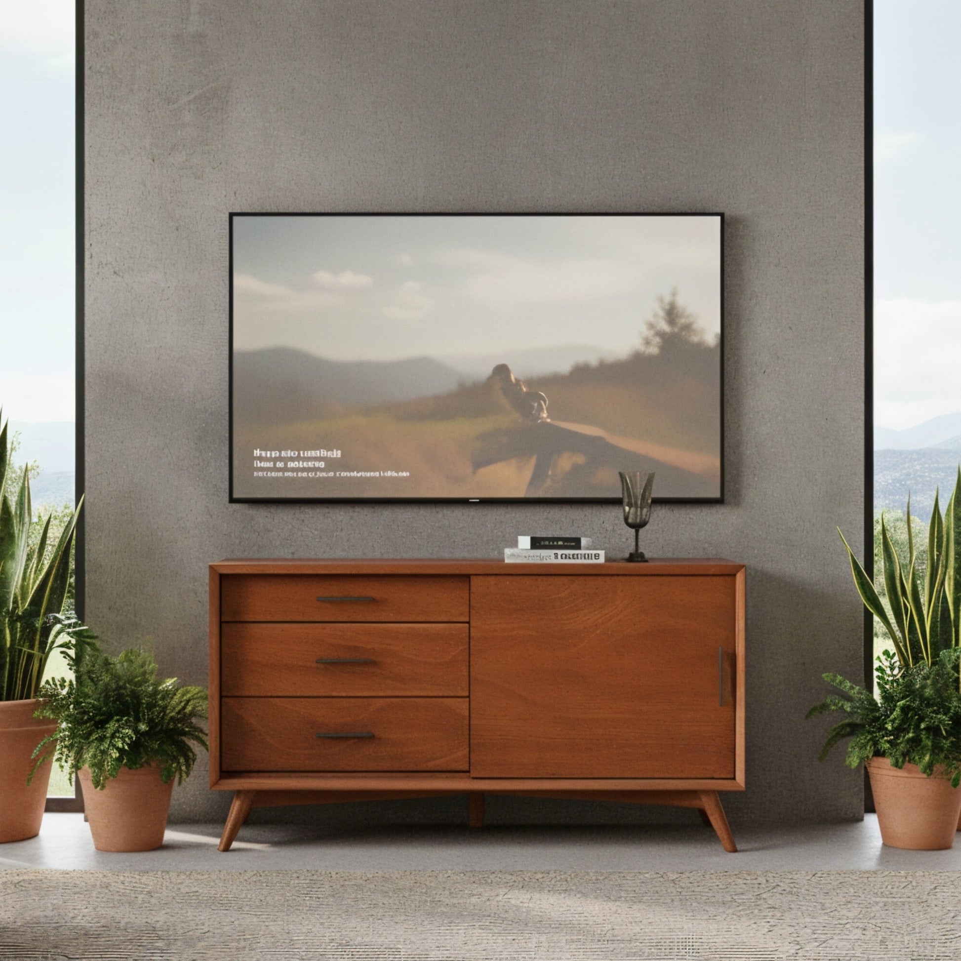 Flynn Small TV Console, Chestnut - Alpine Furniture