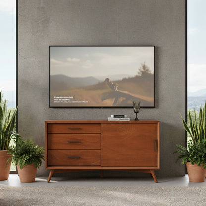 Flynn Small TV Console, Chestnut - Alpine Furniture