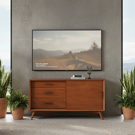 Flynn Small TV Console, Chestnut - Alpine Furniture