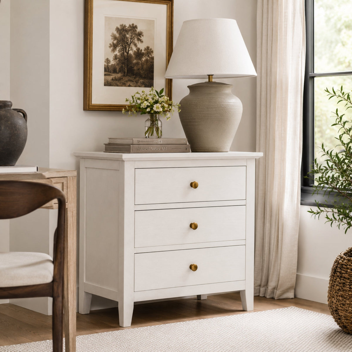 Fuller Two Drawer Nightstand, Coconut Milk - Alpine Furniture