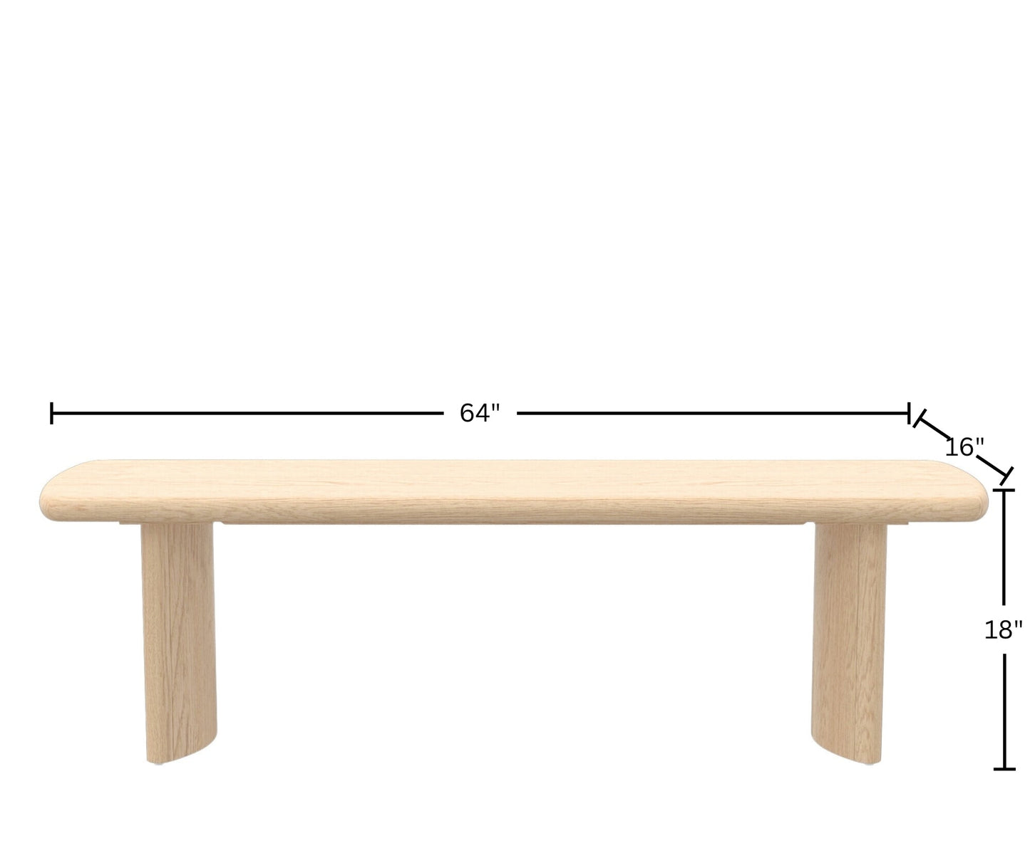 Gabrielle Bench, Light Oak - Alpine Furniture