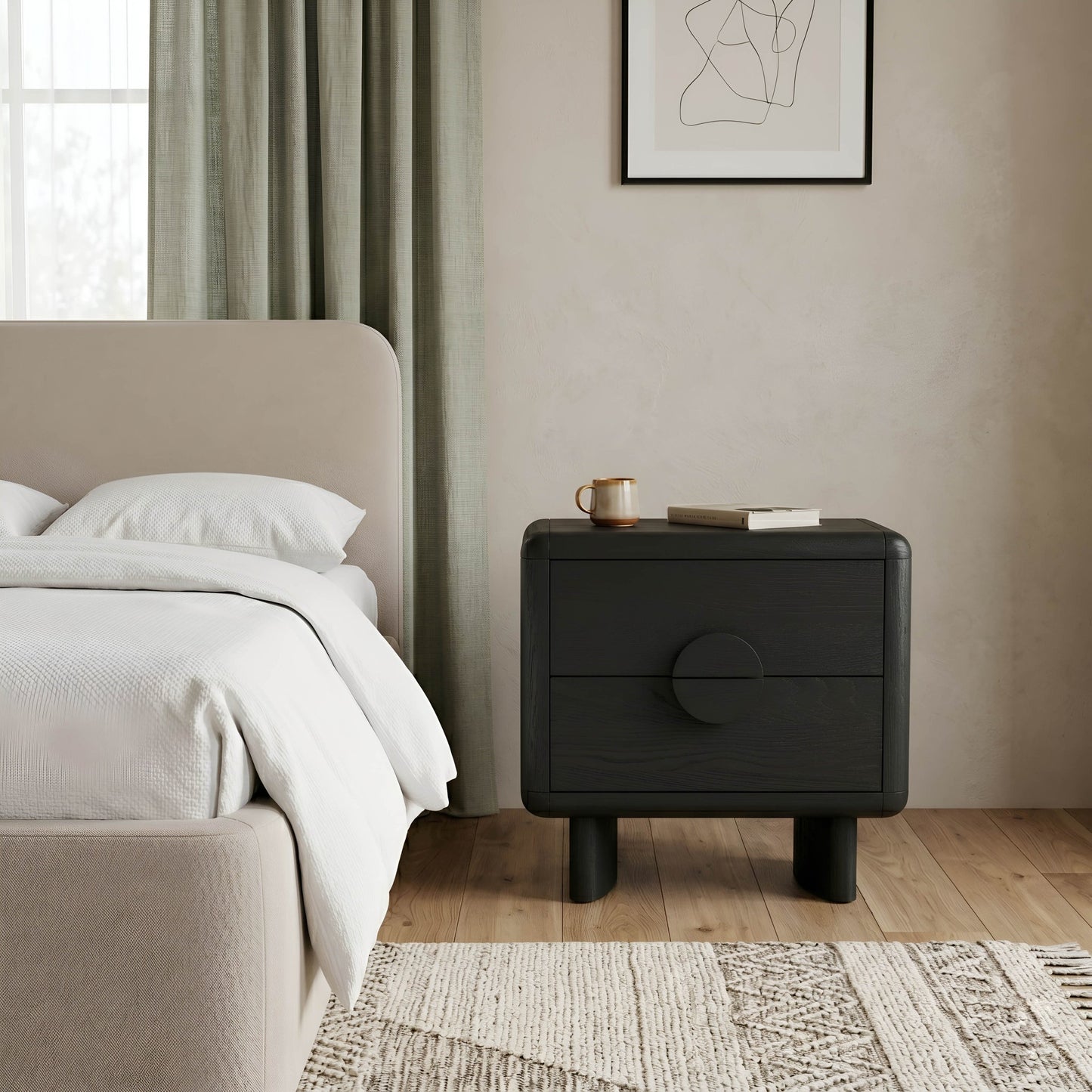 Gabrielle Nightstand, Black - Alpine Furniture