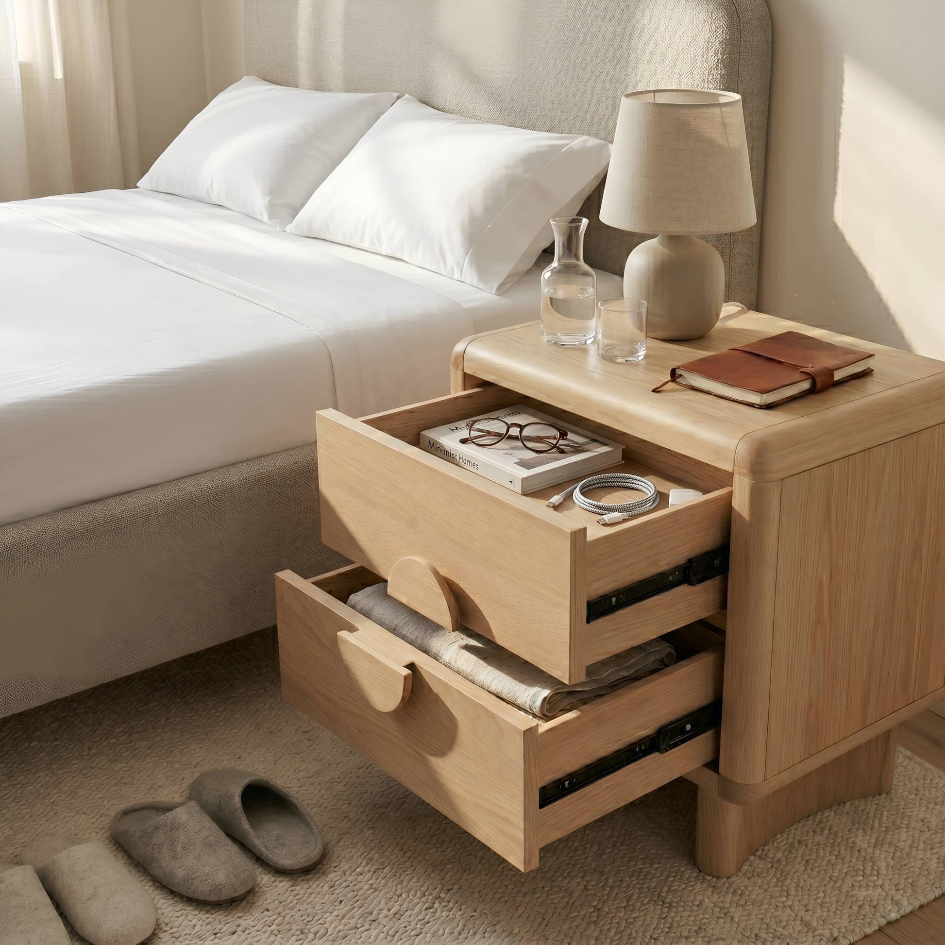 Gabrielle Nightstand, Light Oak - Alpine Furniture
