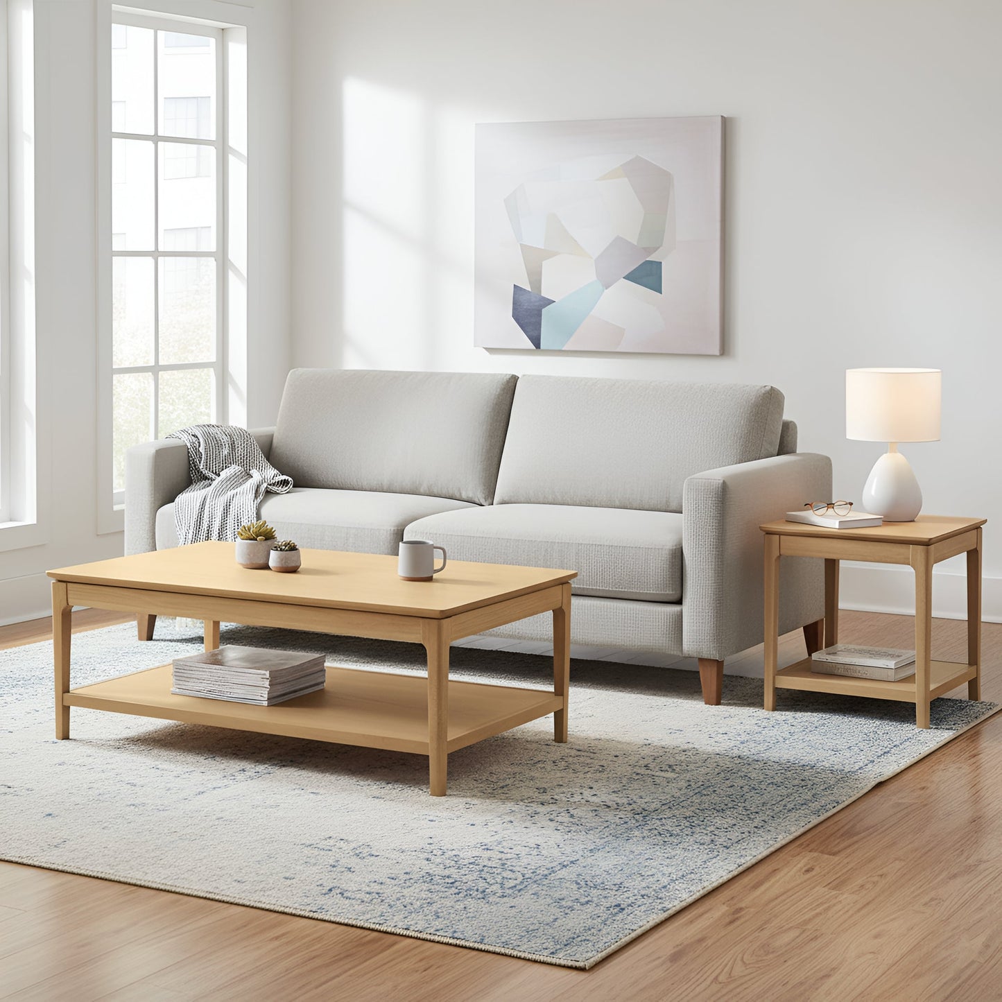 June Coffee Table, Light Oak - Alpine Furniture