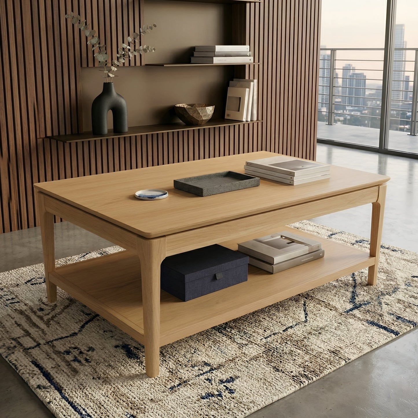 June Coffee Table, Light Oak - Alpine Furniture