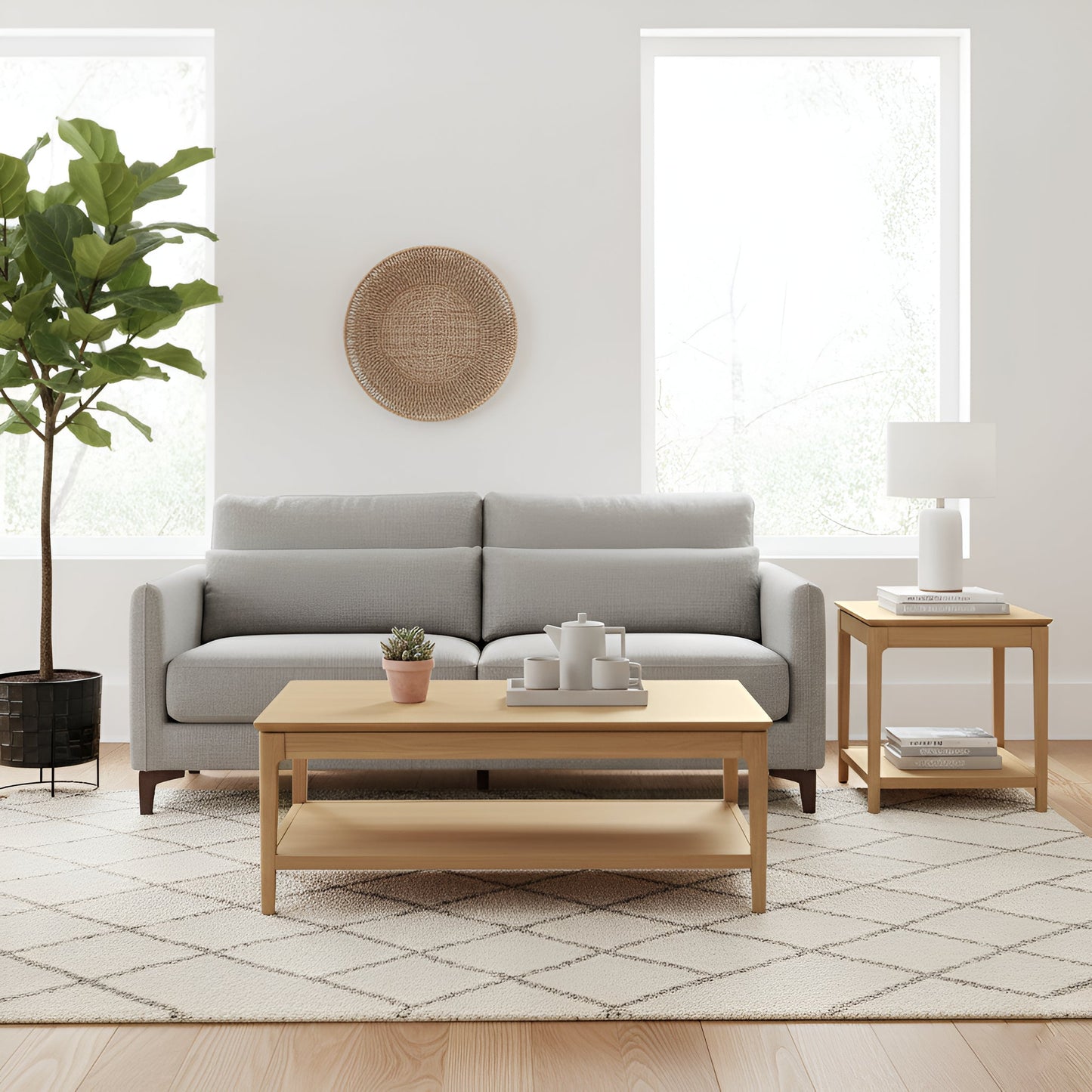 June Coffee Table, Light Oak - Alpine Furniture