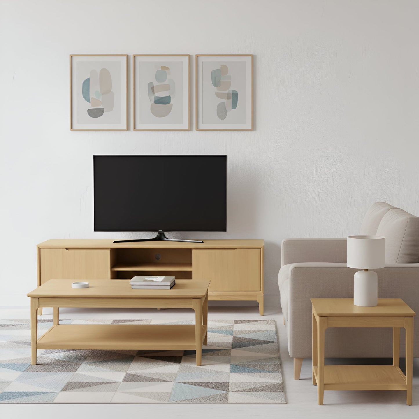 June TV Console, Light Oak - Alpine Furniture
