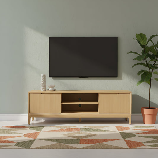 June TV Console, Light Oak - Alpine Furniture