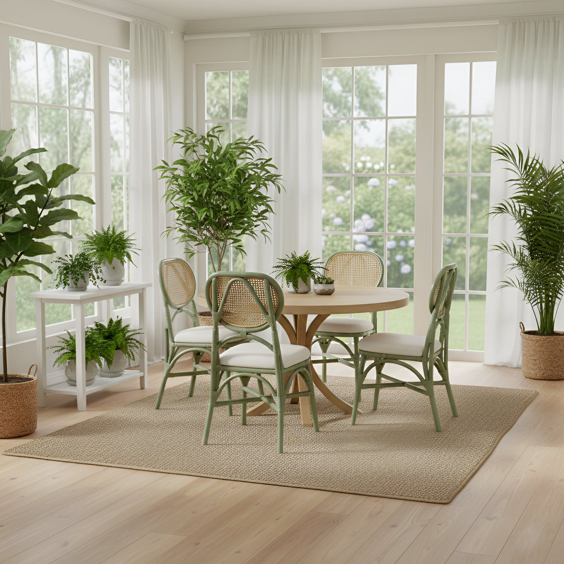 Kaya Rattan Dining Chair - Green (Set of 2) - Alpine Furniture