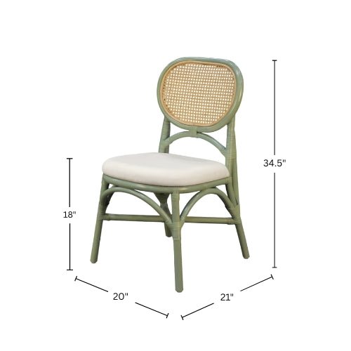 Kaya Rattan Dining Chair - Green (Set of 2) - Alpine Furniture