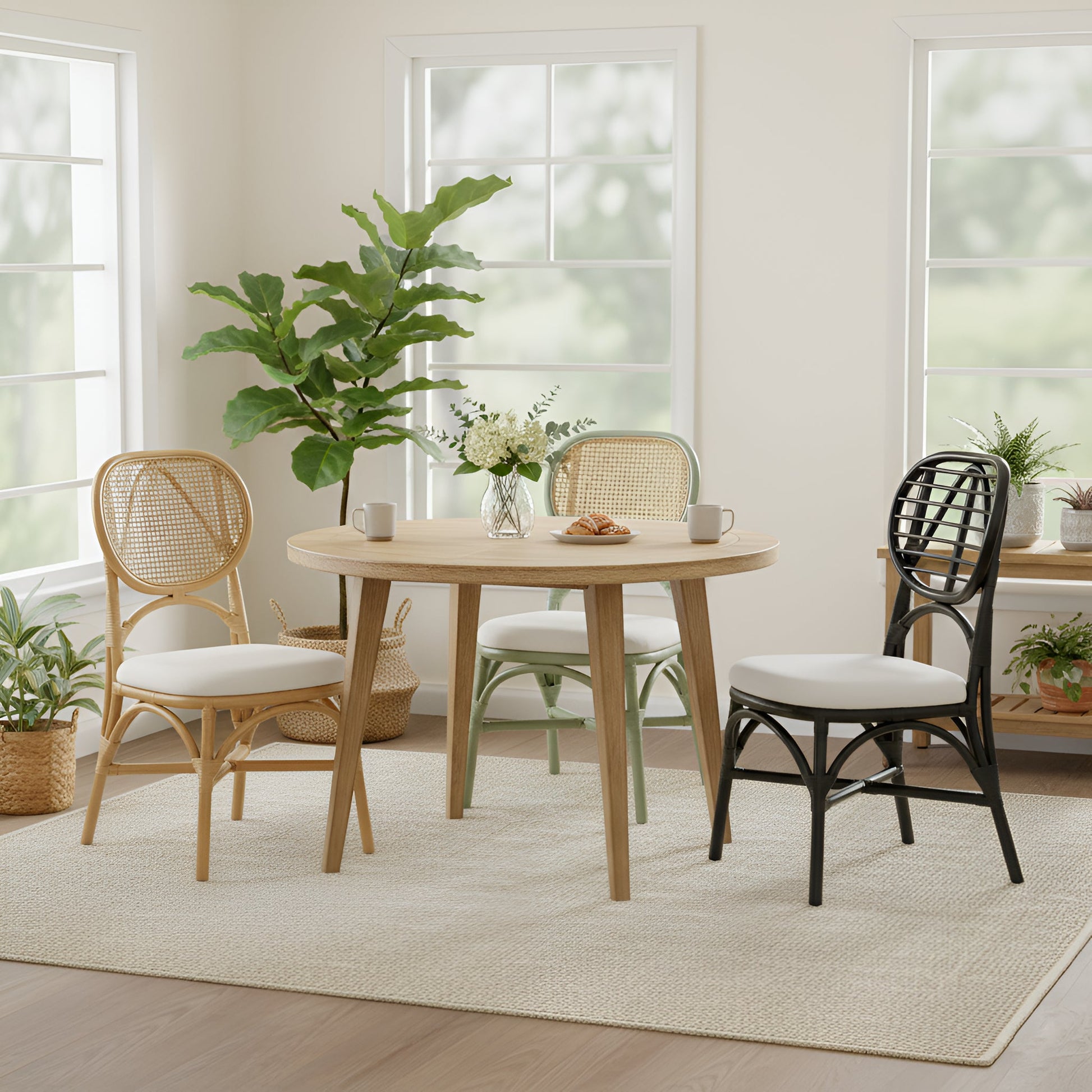 Kaya Rattan Dining Chair - Natural (Set of 2) - Alpine Furniture