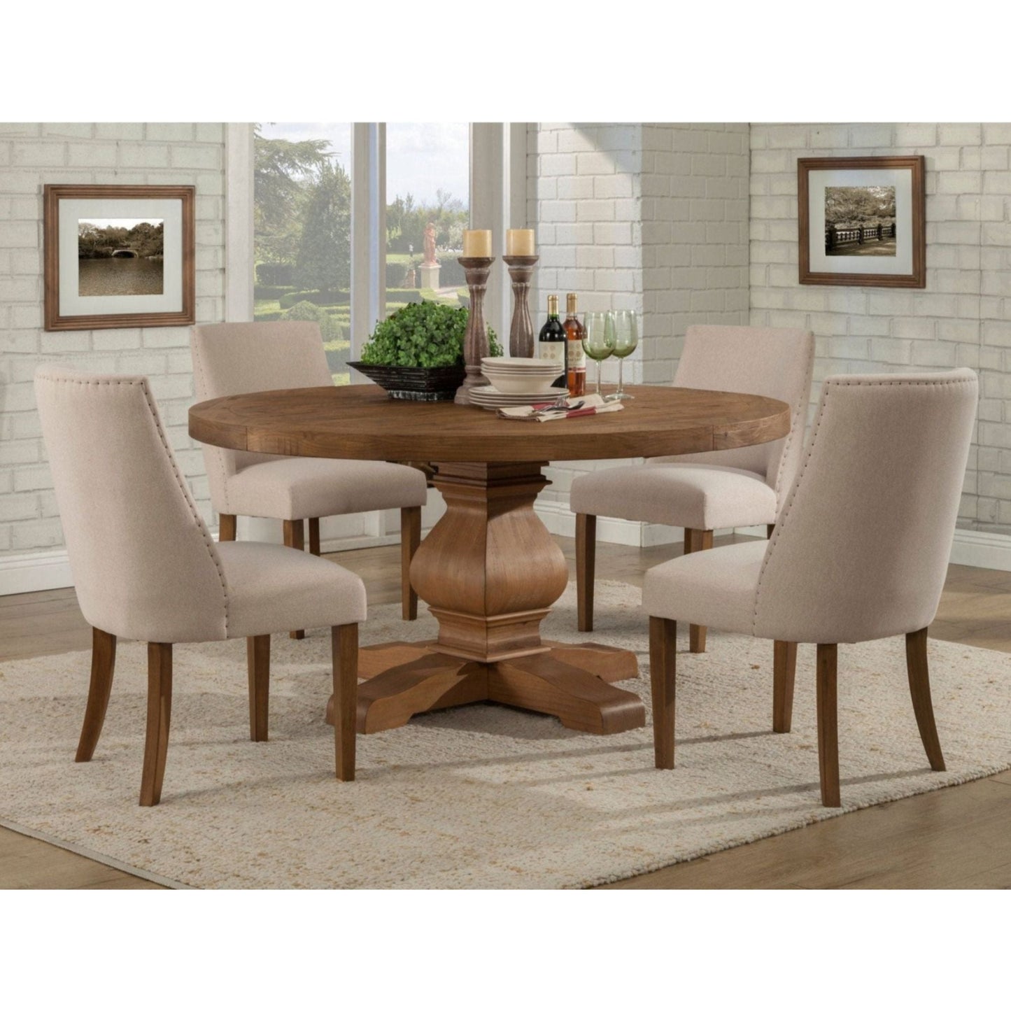 Kensington Round Dining Table, Reclaimed Natural - Alpine Furniture
