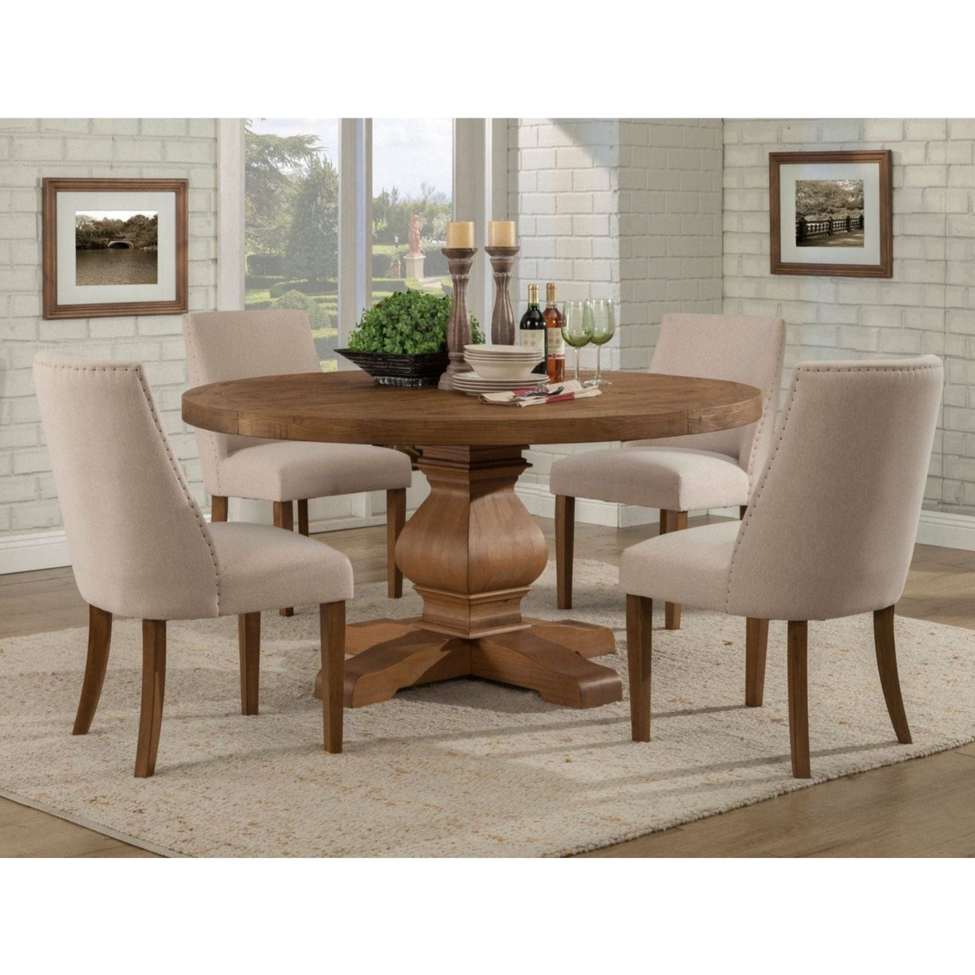 Kensington Round Dining Table, Reclaimed Natural - Alpine Furniture