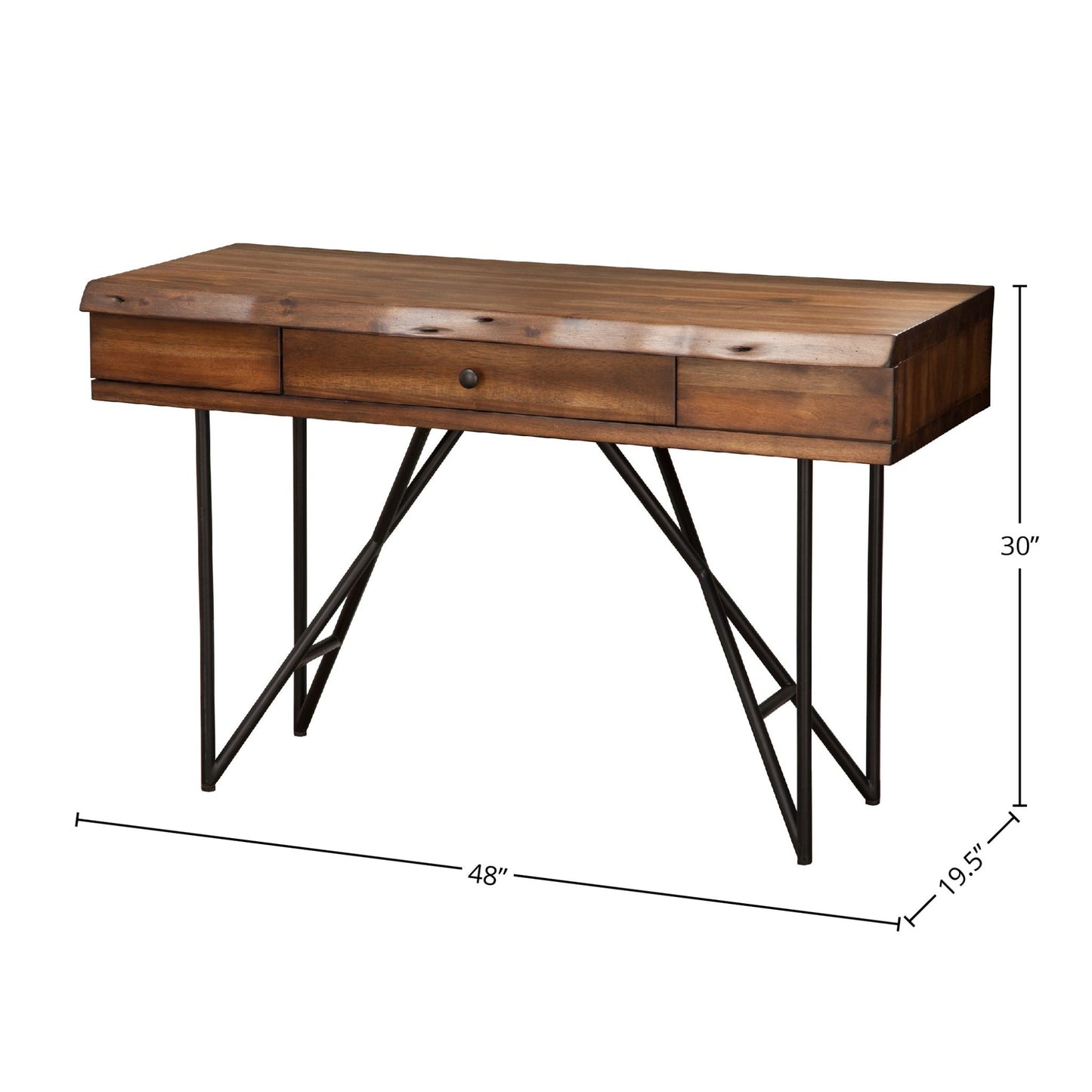 Live Edge Writing Desk, Light Walnut - Alpine Furniture