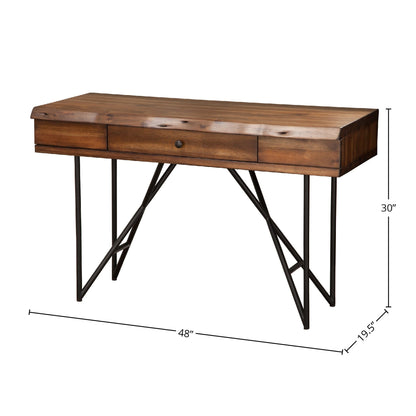 Live Edge Writing Desk, Light Walnut - Alpine Furniture