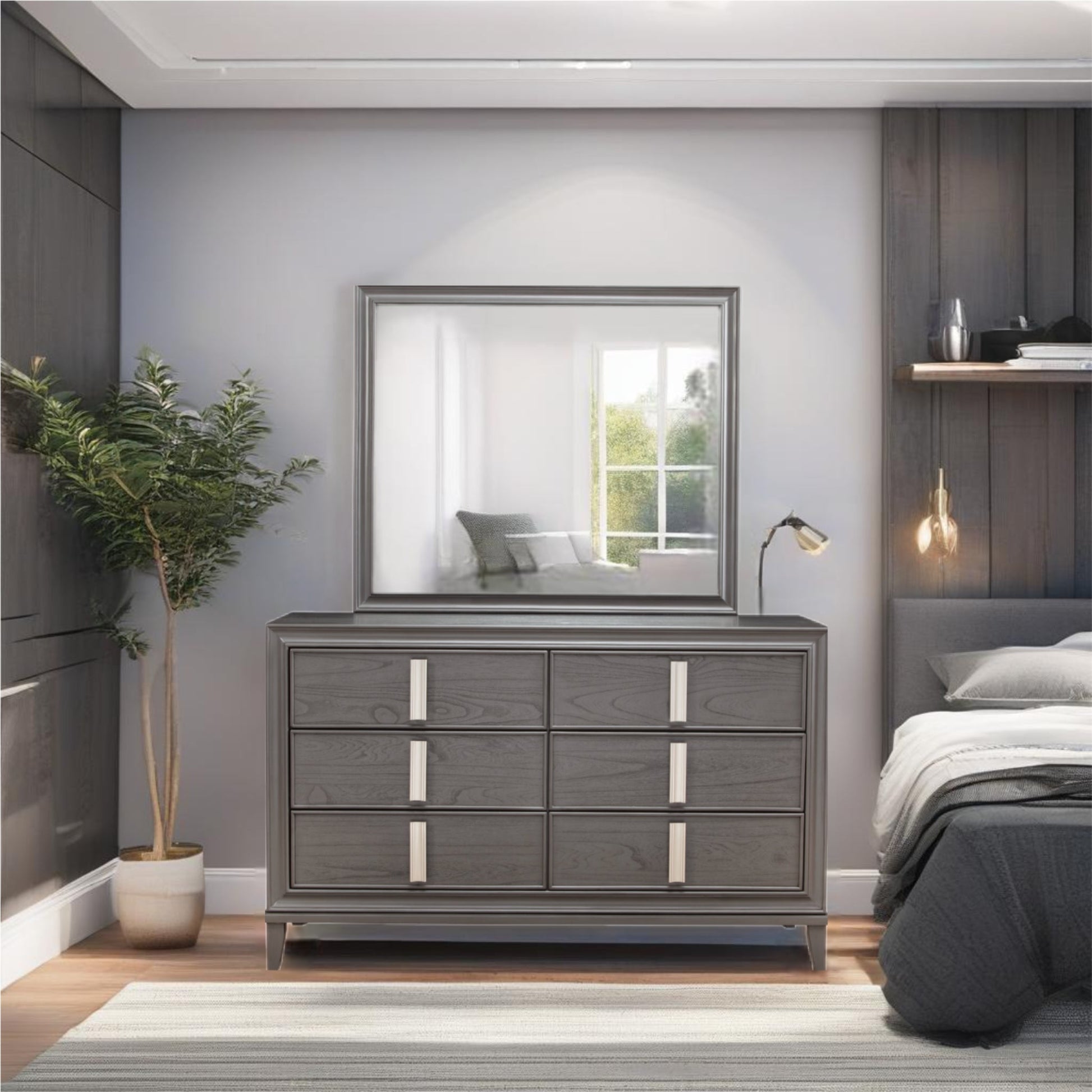 Lorraine Mirror, Dark Grey - Alpine Furniture
