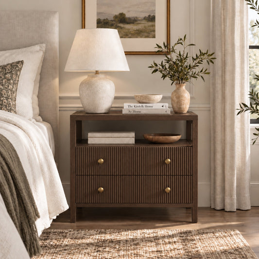 Marsha Nightstand, Walnut - Alpine Furniture