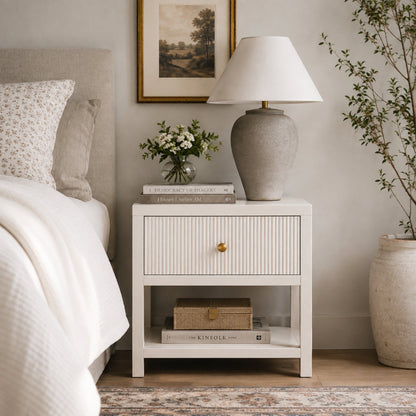 Marsha One Drawer Nightstand, Coconut Milk - Alpine Furniture