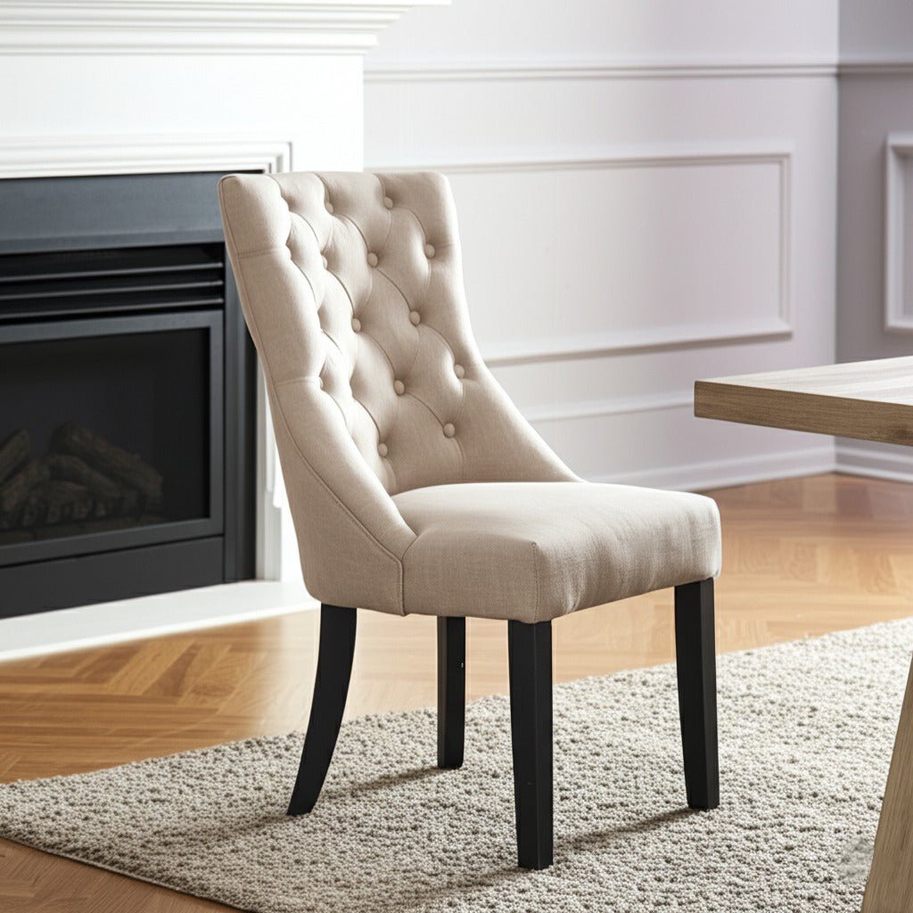 Prairie Upholstered Side Chairs, Cream Linen (Set of 2 Chairs) - Alpine Furniture