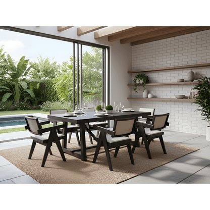 Raquel Rectangular Dining Table, Black - Alpine Furniture