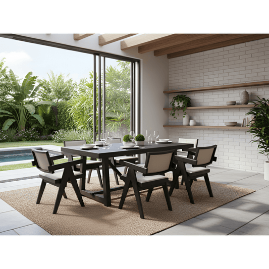 Raquel Rectangular Dining Table, Black - Alpine Furniture