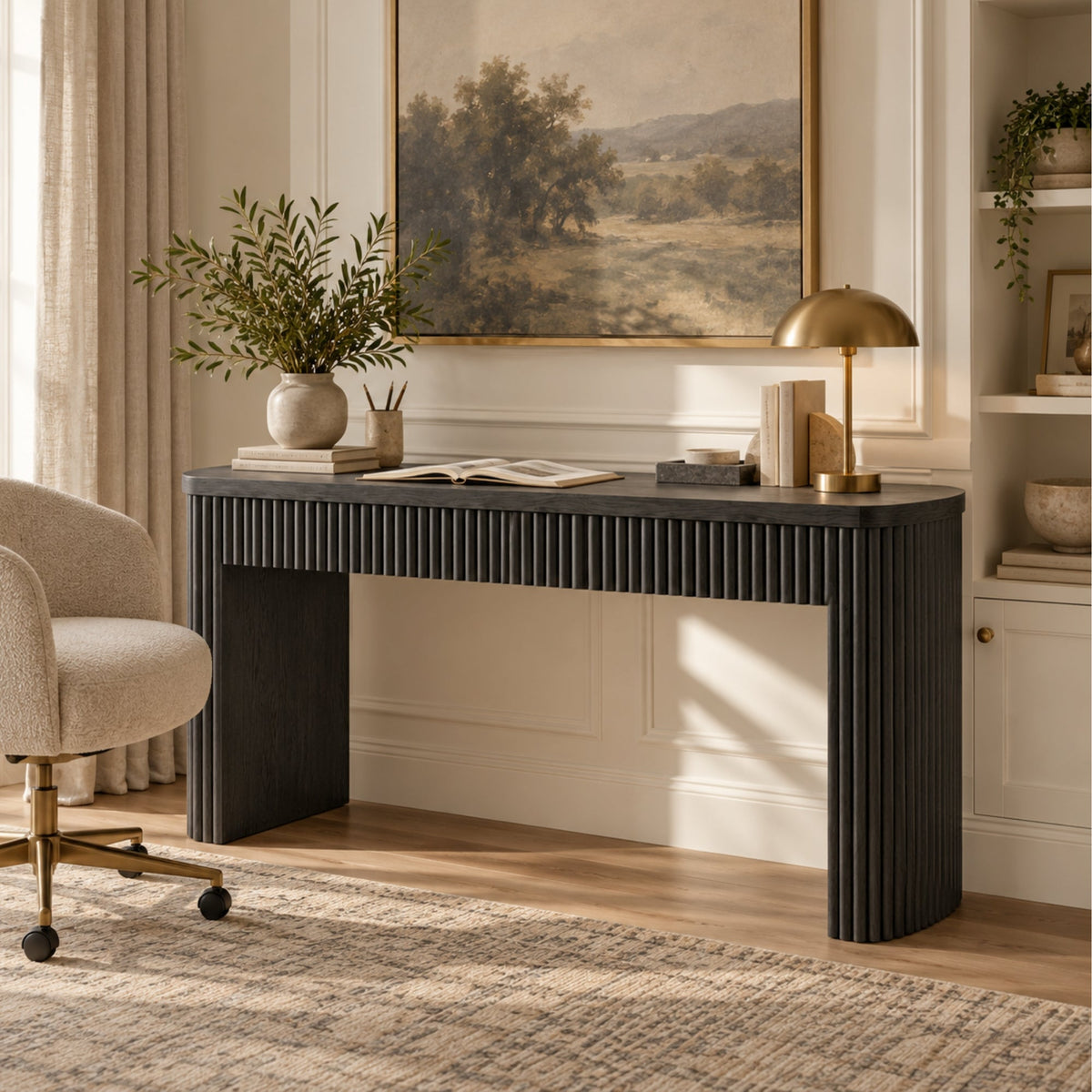 Reba Large Desk, Black - Alpine Furniture
