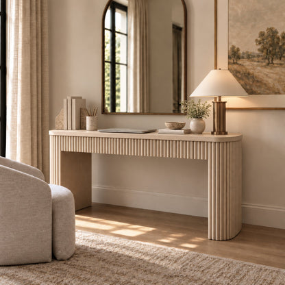 Reba Large Desk, White Wash - Alpine Furniture