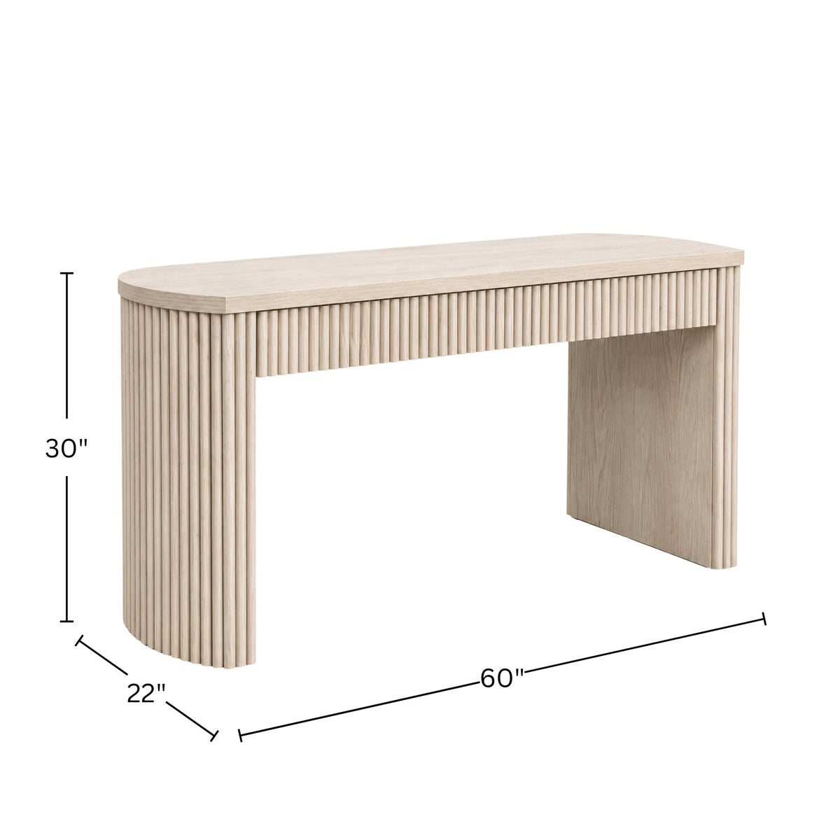 Reba Large Desk, White Wash - Alpine Furniture