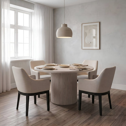 Reba Round Dining Table, Black & White Wash - Alpine Furniture