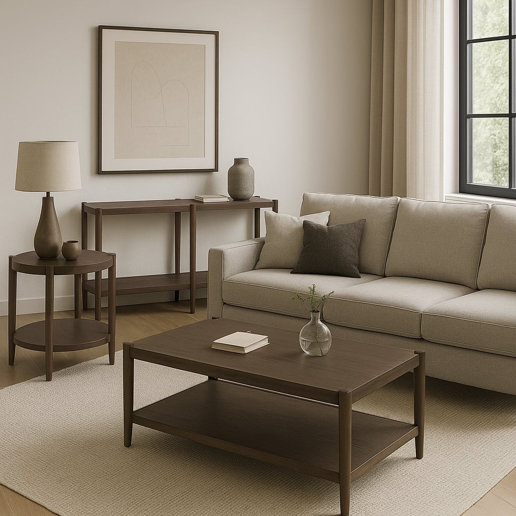 Sinclair Rectangular Coffee Table, Walnut - Alpine Furniture