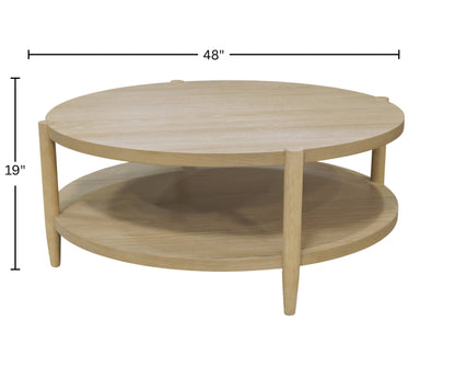 Sinclair Round Coffee Table, Natural - Alpine Furniture
