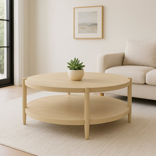 Sinclair Round Coffee Table, Natural - Alpine Furniture