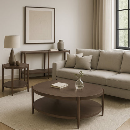Sinclair Round Coffee Table, Walnut - Alpine Furniture