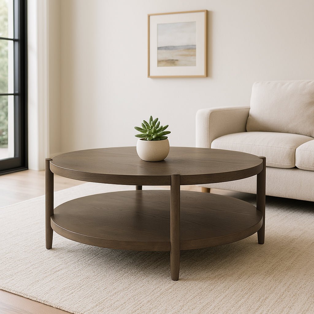 Sinclair Round Coffee Table, Walnut - Alpine Furniture