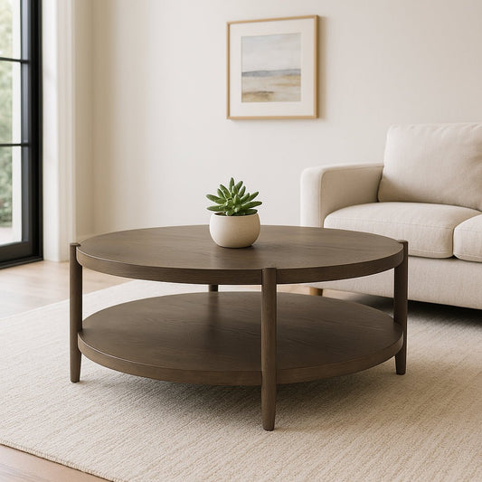Sinclair Round Coffee Table, Walnut - Alpine Furniture