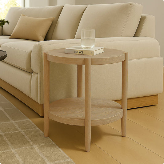 Sinclair Round End Table, Natural - Alpine Furniture