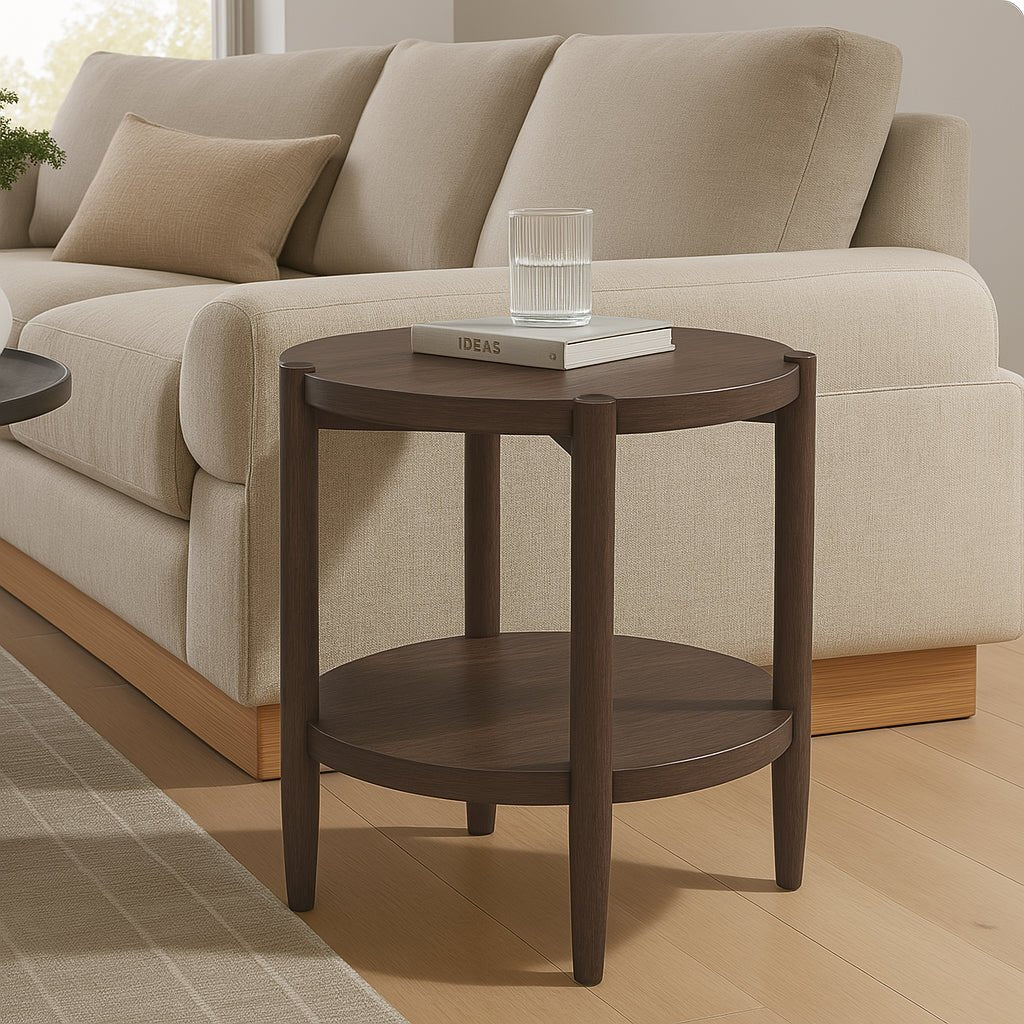 Sinclair Round End Table, Walnut - Alpine Furniture