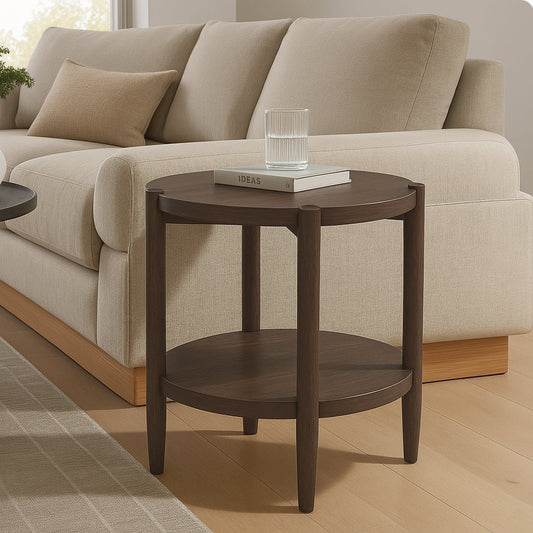 Sinclair Round End Table, Walnut - Alpine Furniture