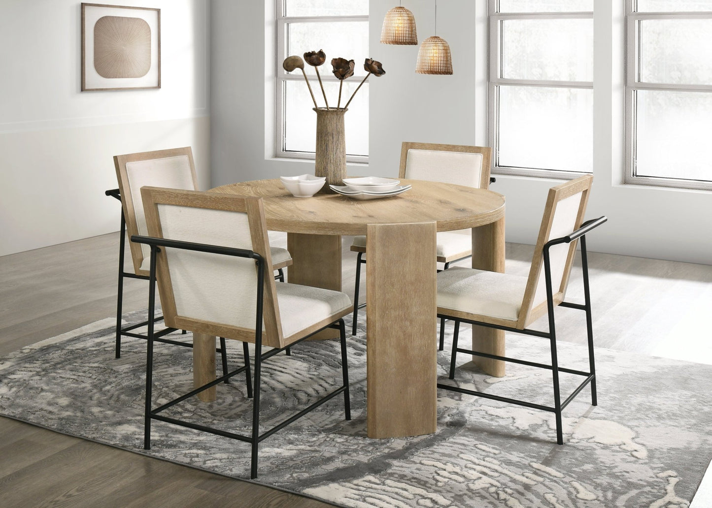 Sloane Round Dining Table, Driftwood - Alpine Furniture