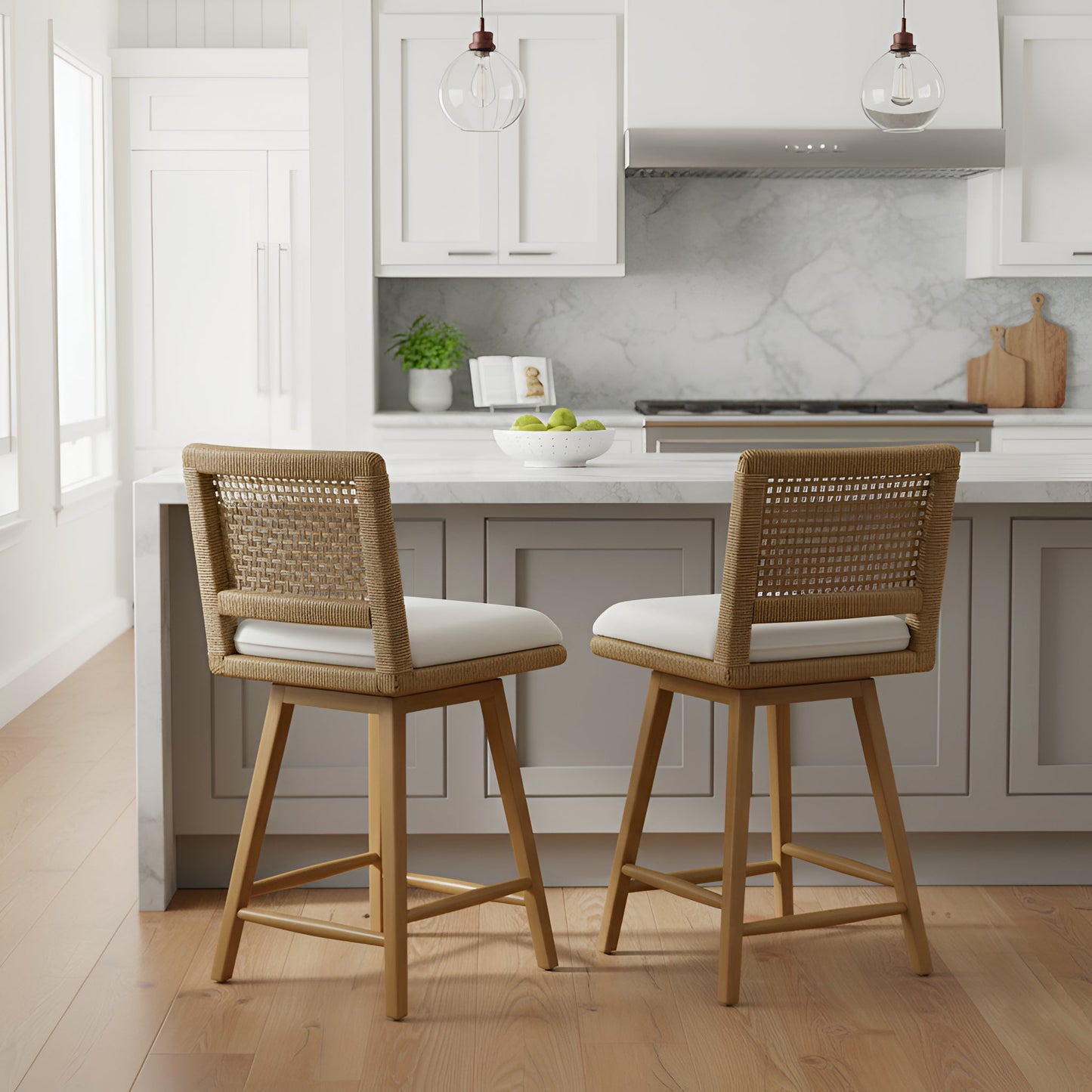 Solterra Swivel counter Stools (Set of 2) - Alpine Furniture