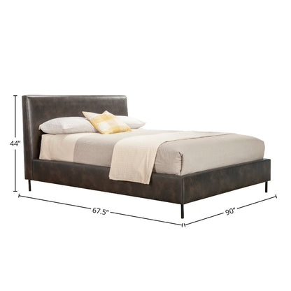 Sophia Faux Leather Platform Bed, Gray - Alpine Furniture