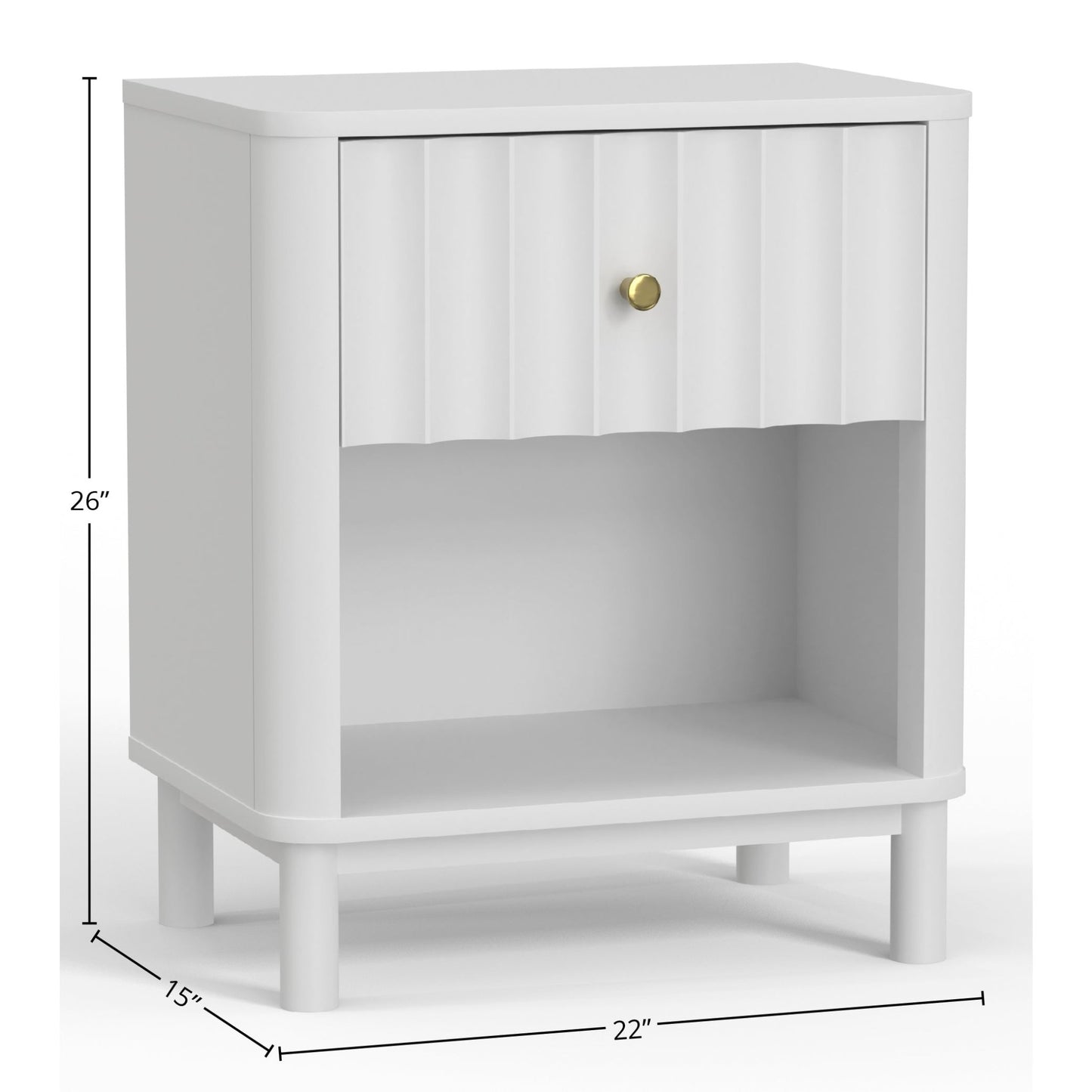 Stapleton One Drawer Nightstand, White - Alpine Furniture