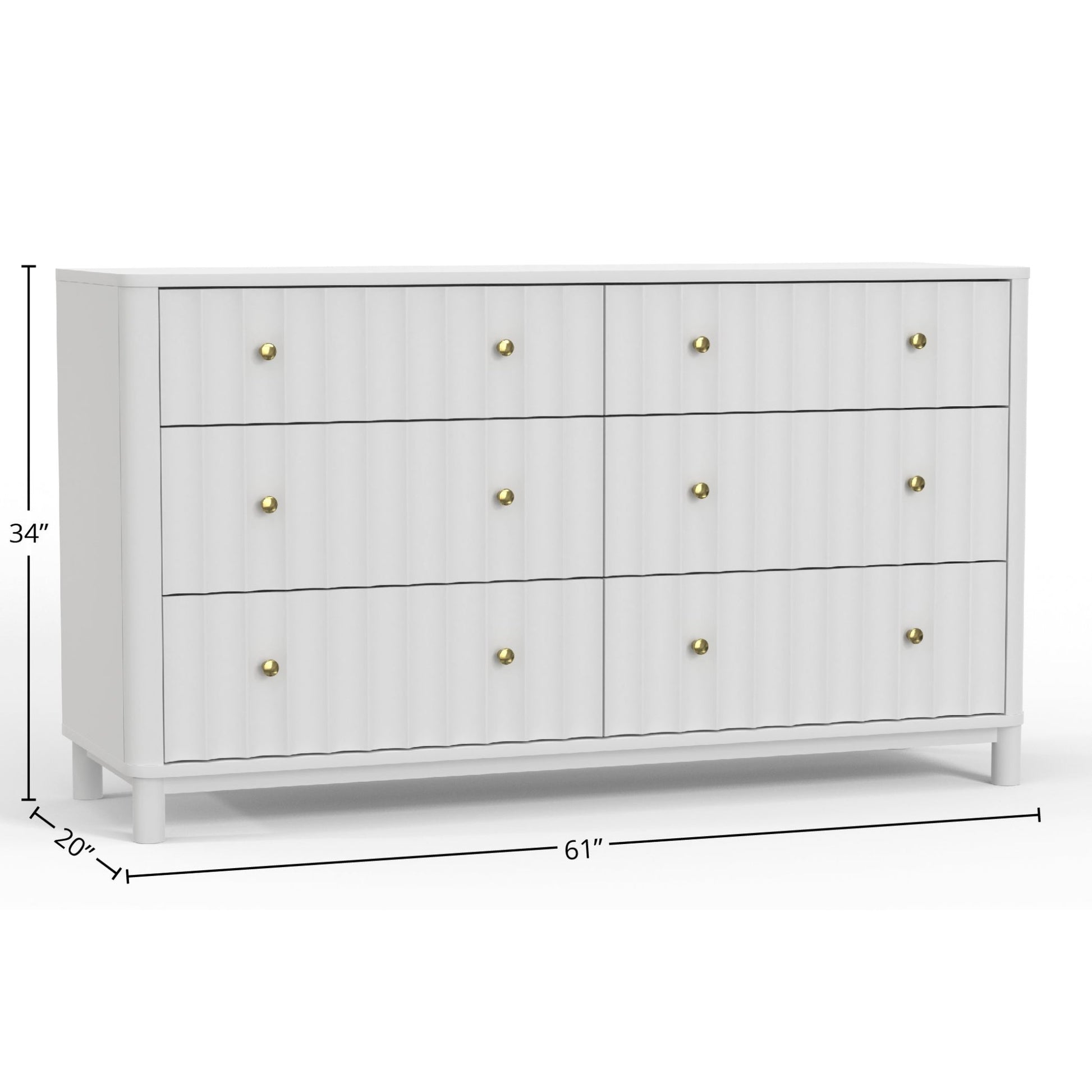 Stapleton Six Drawer Dresser, White - Alpine Furniture