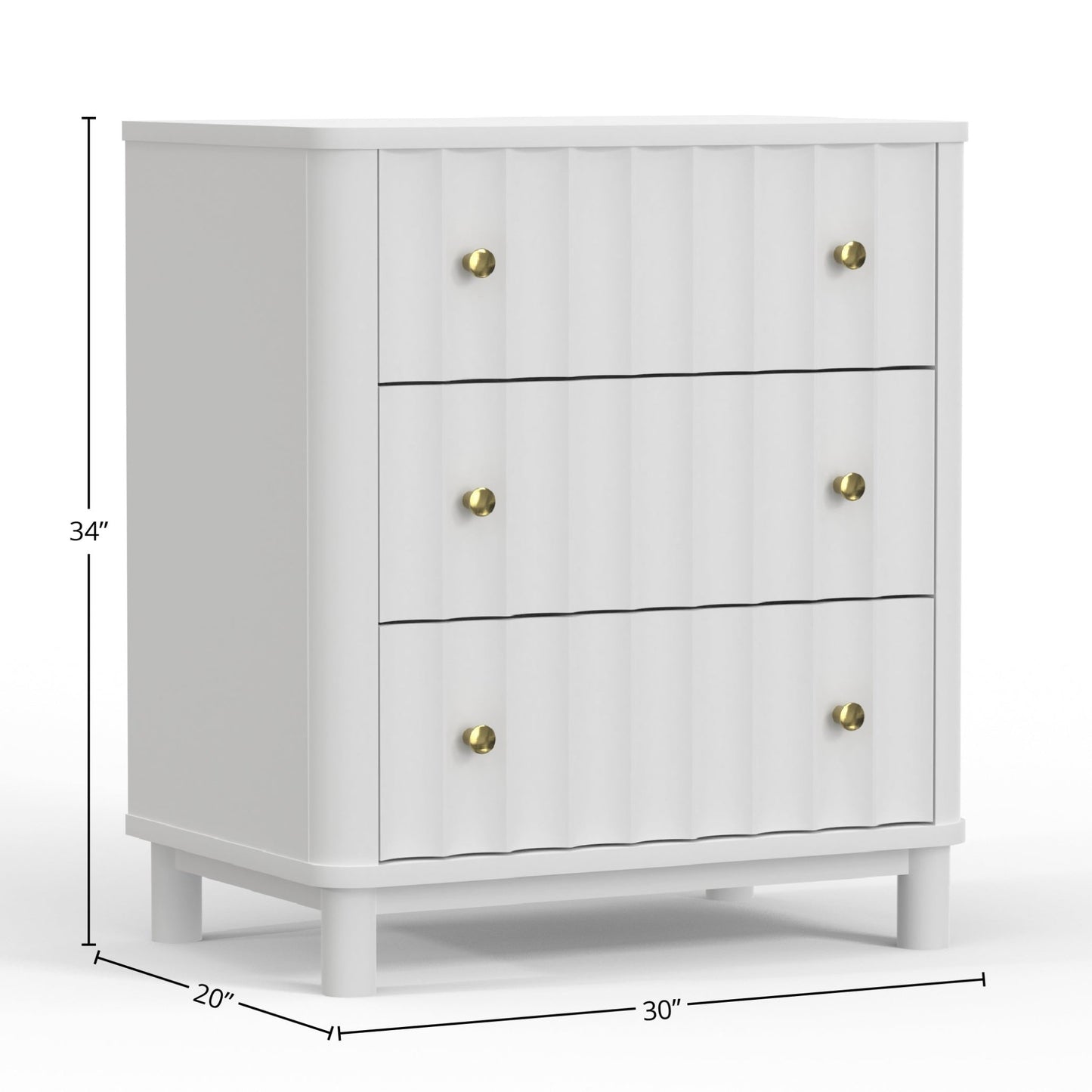 Stapleton Three Drawer Small Chest, White - Alpine Furniture